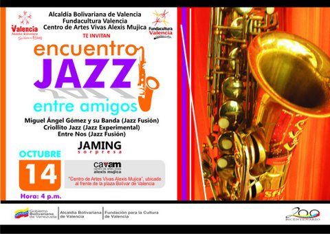 Encuentro de Jazz Entre Amigos hoy viernes 14  en Centro de Artes Vivas Alexis Mujica