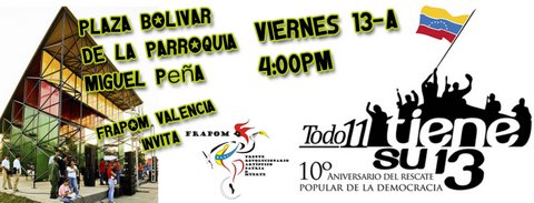 FRAPOM realizará acto cultural ¨Todo 11 tiene su 13¨ en la Plaza Bolívar de Miguel Peña