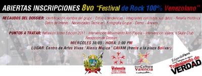 Festival de Rock 100 % Venezolano  Inicia inscripciones para edición 2012