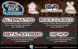 9no Festival de Rock 100 % Venezolano tendrá  sus circuitos desde el martes 6 al 9 de agosto